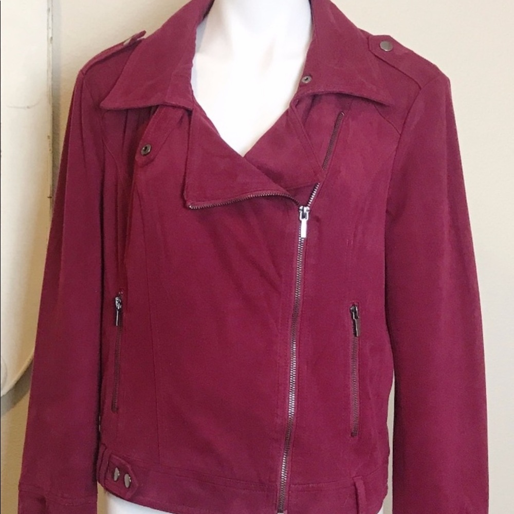 Blanc Noir Suede Motto Jacket in dark burgundy Sz S